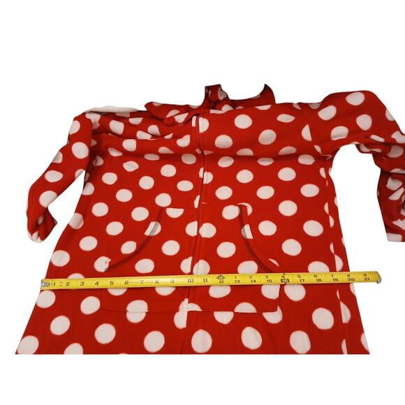 DISNEY Minnie Mouse JUMPSUIT Women's Sz M RED White Polkadot Hoodie HALLOWEEN PJ - Picture 12 of 15